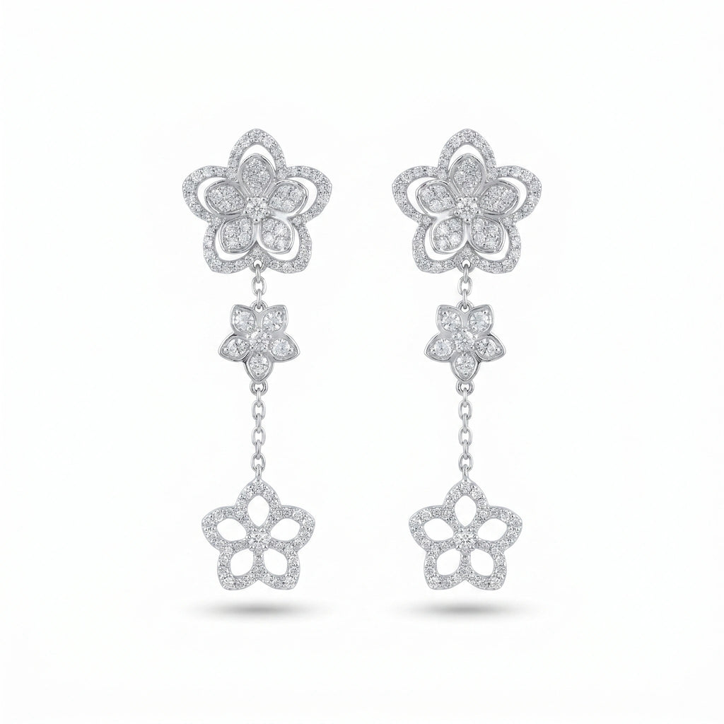 Silver Blossom Cascade Earrings