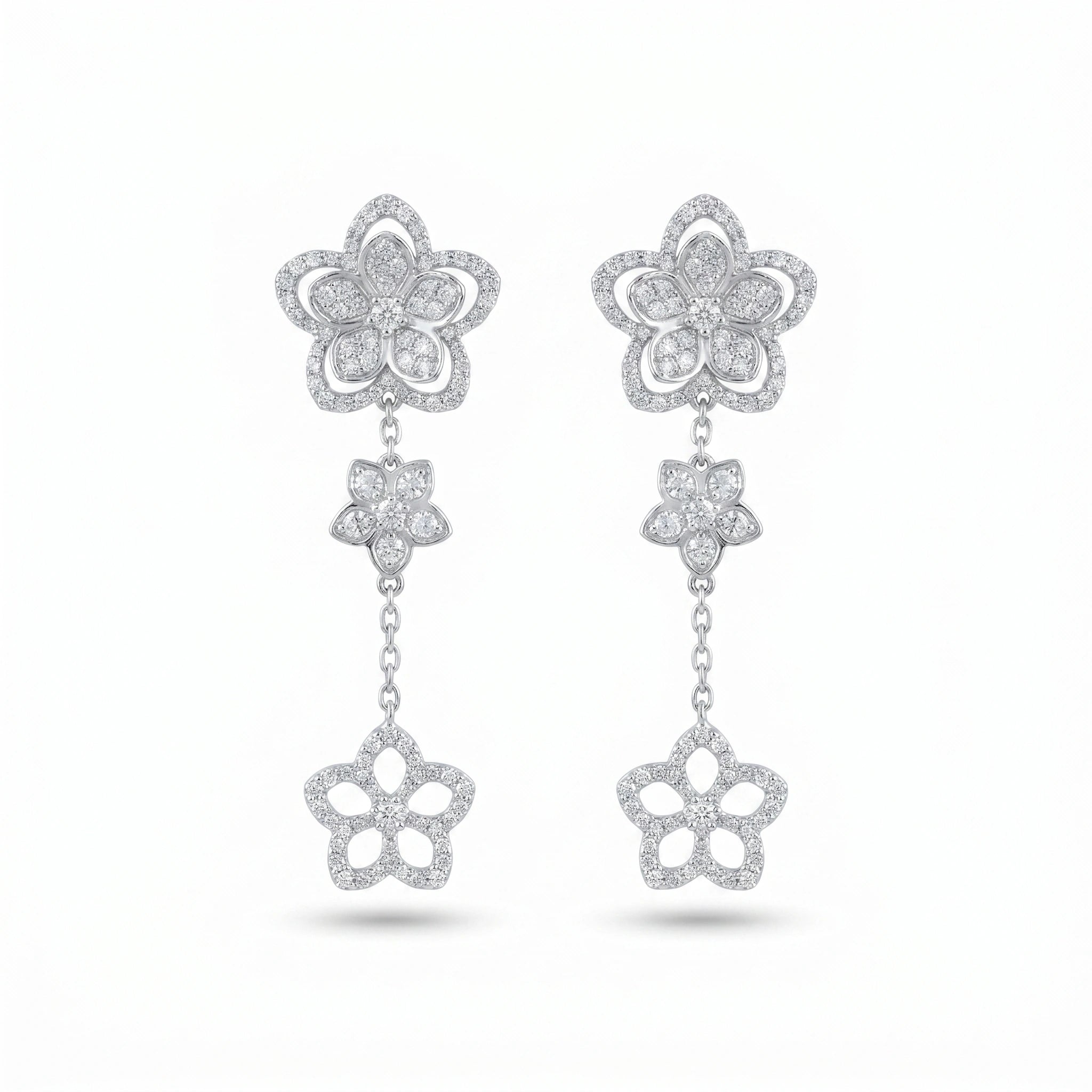 Silver Blossom Cascade Earrings