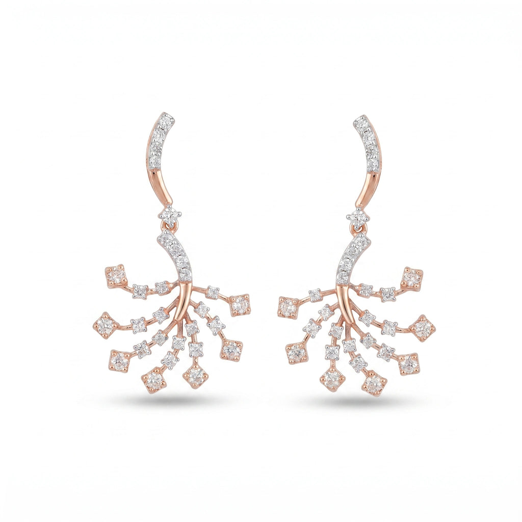 Rose Gold Fan Drop Earrings