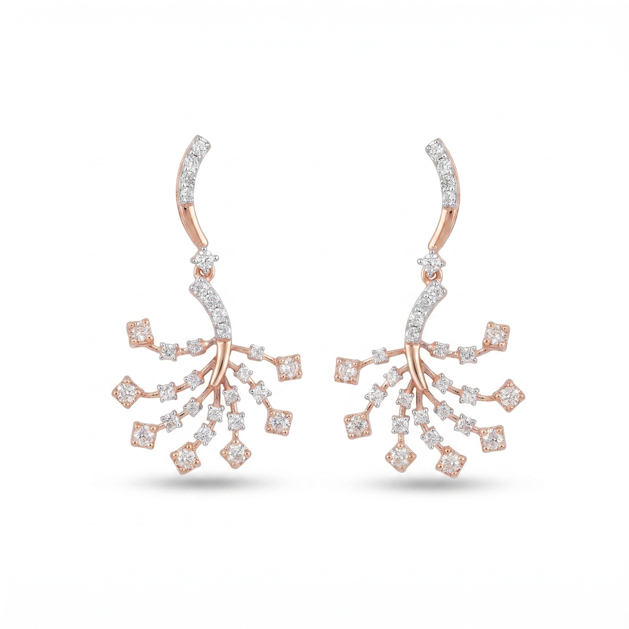 Rose Gold Fan Drop Earrings