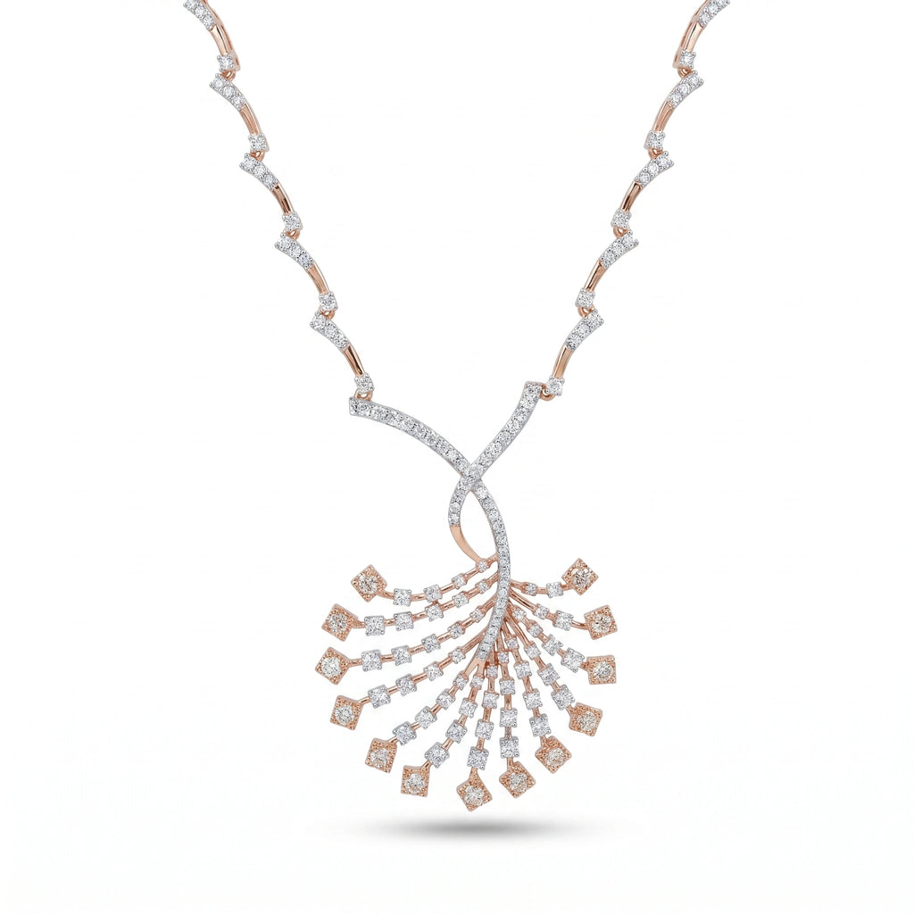 Rose Gold Radiant Fan Necklace