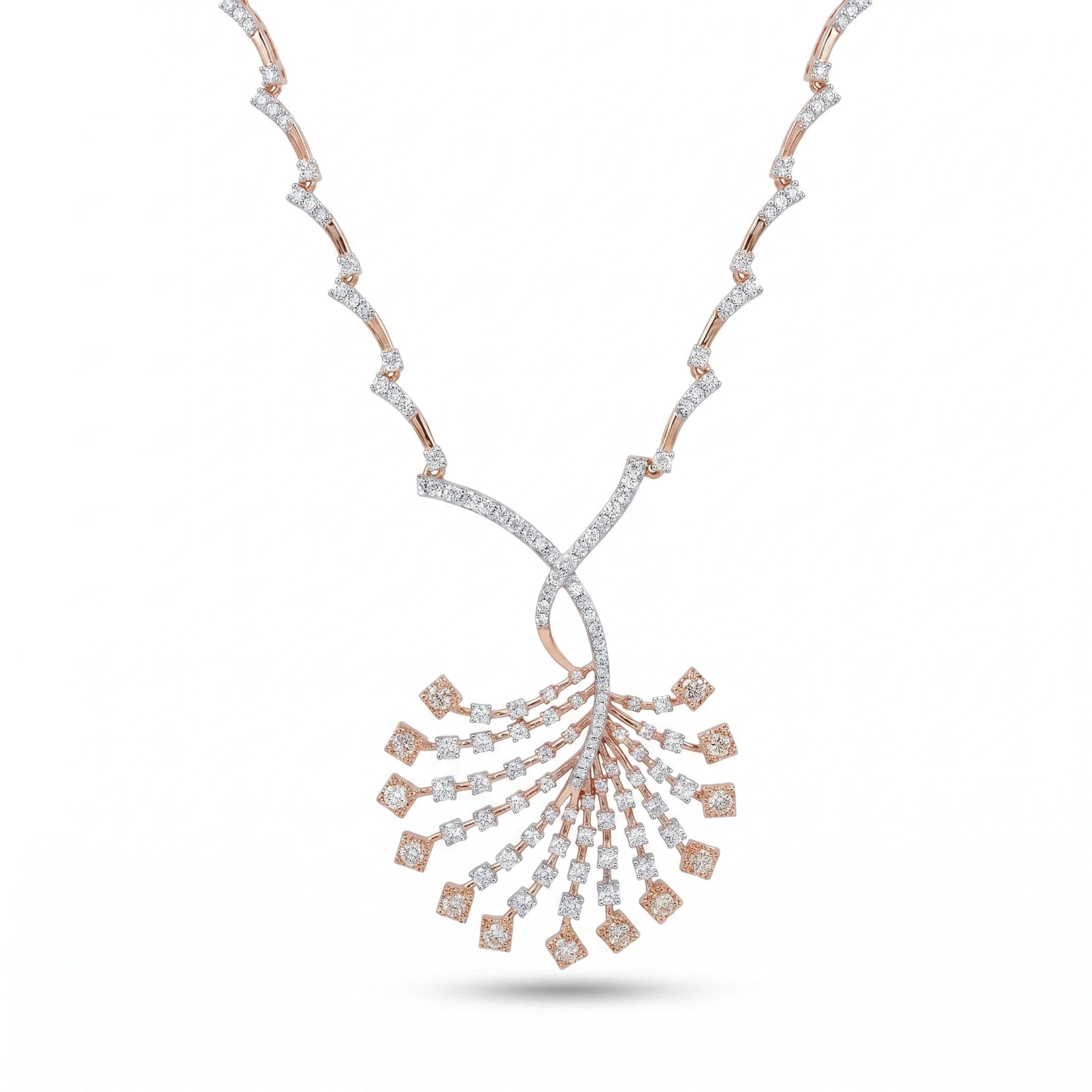 Rose Gold Radiant Fan Necklace