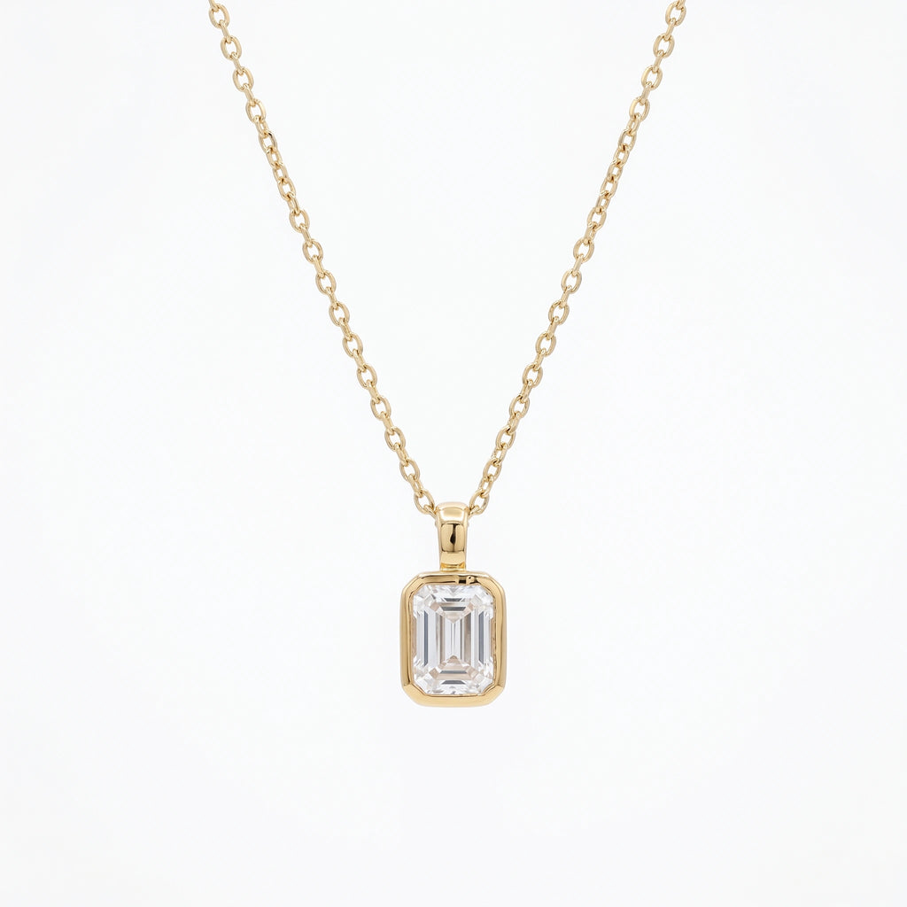 Gold Emerald Cut Pendant