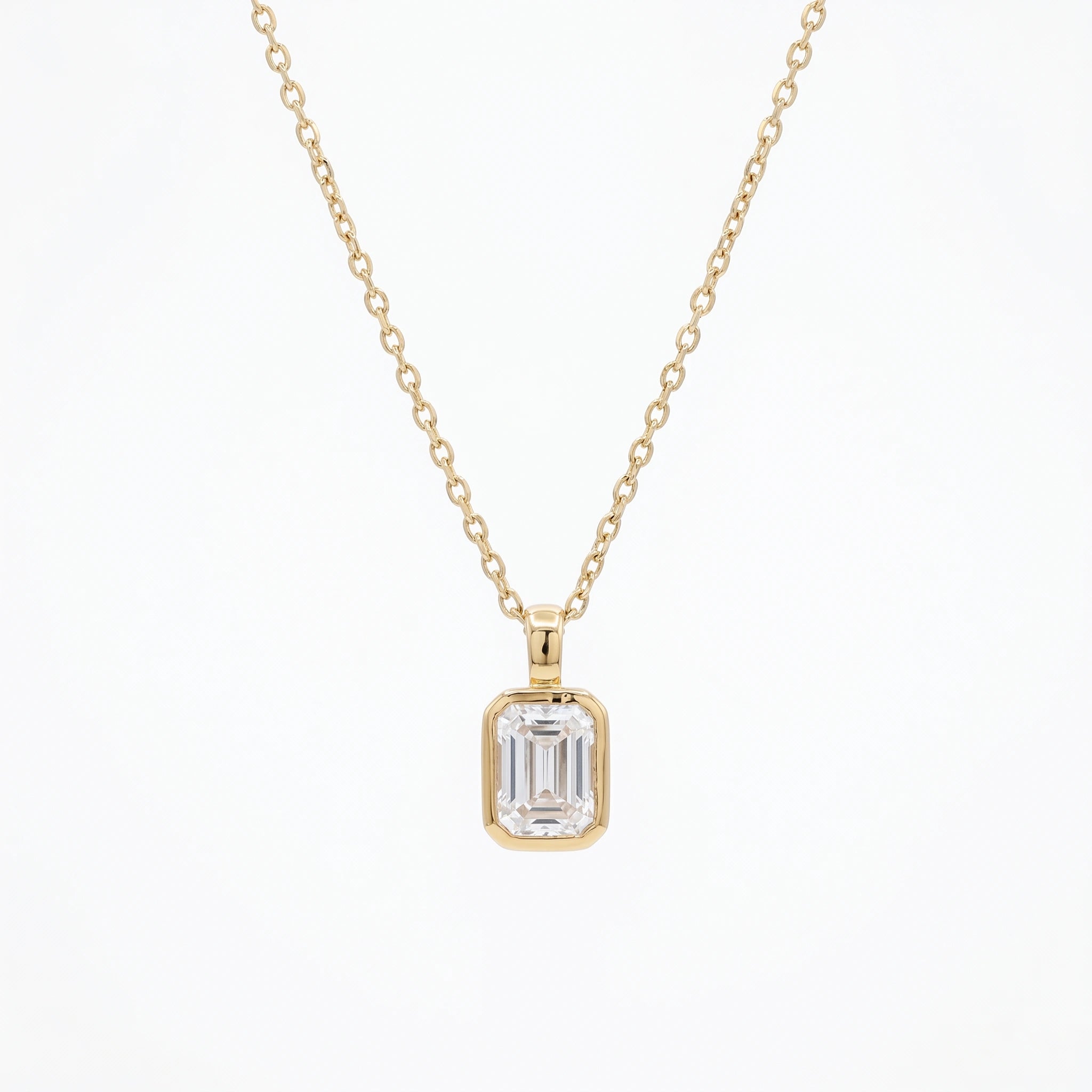 Gold Emerald Cut Pendant