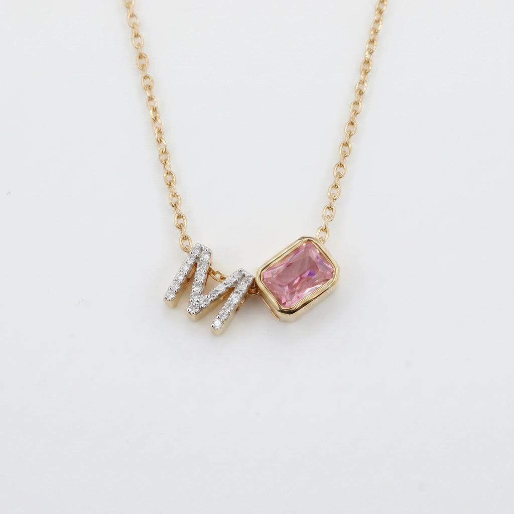 Gold Pink Initial Pendant