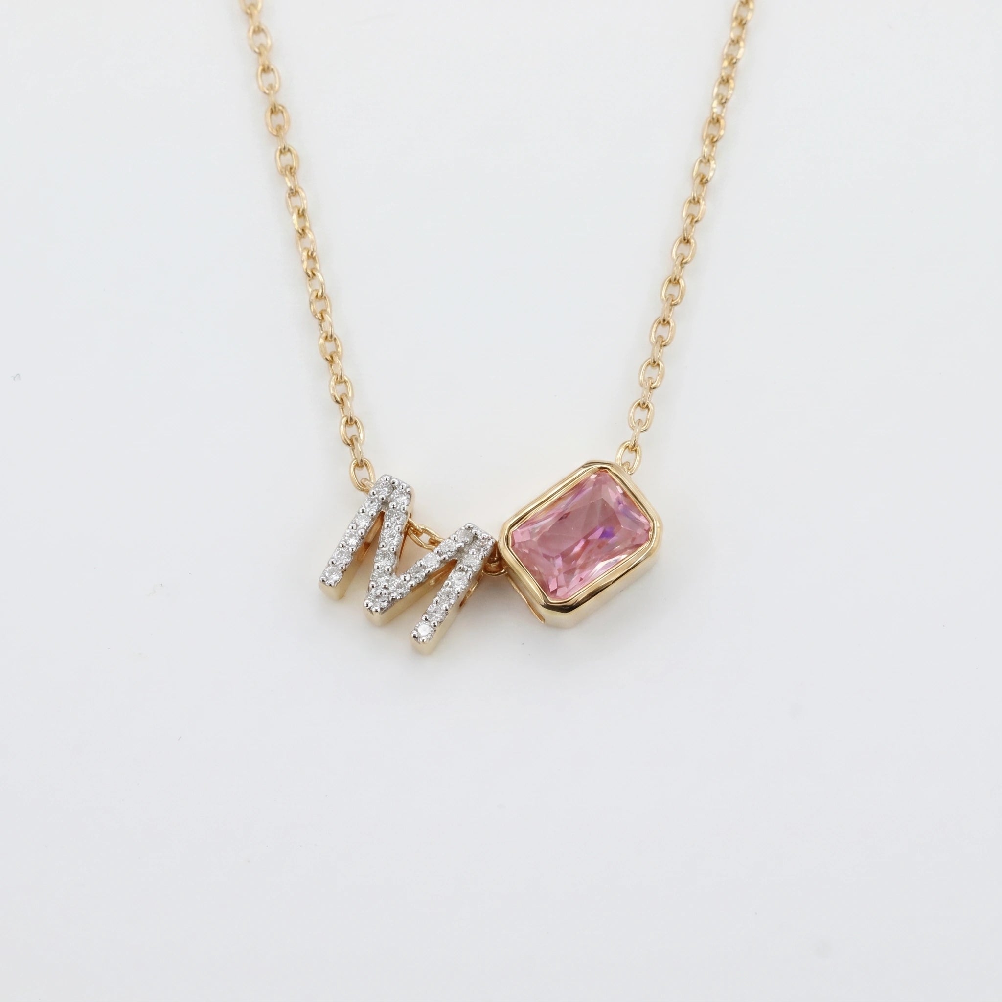 Gold Pink Initial Pendant