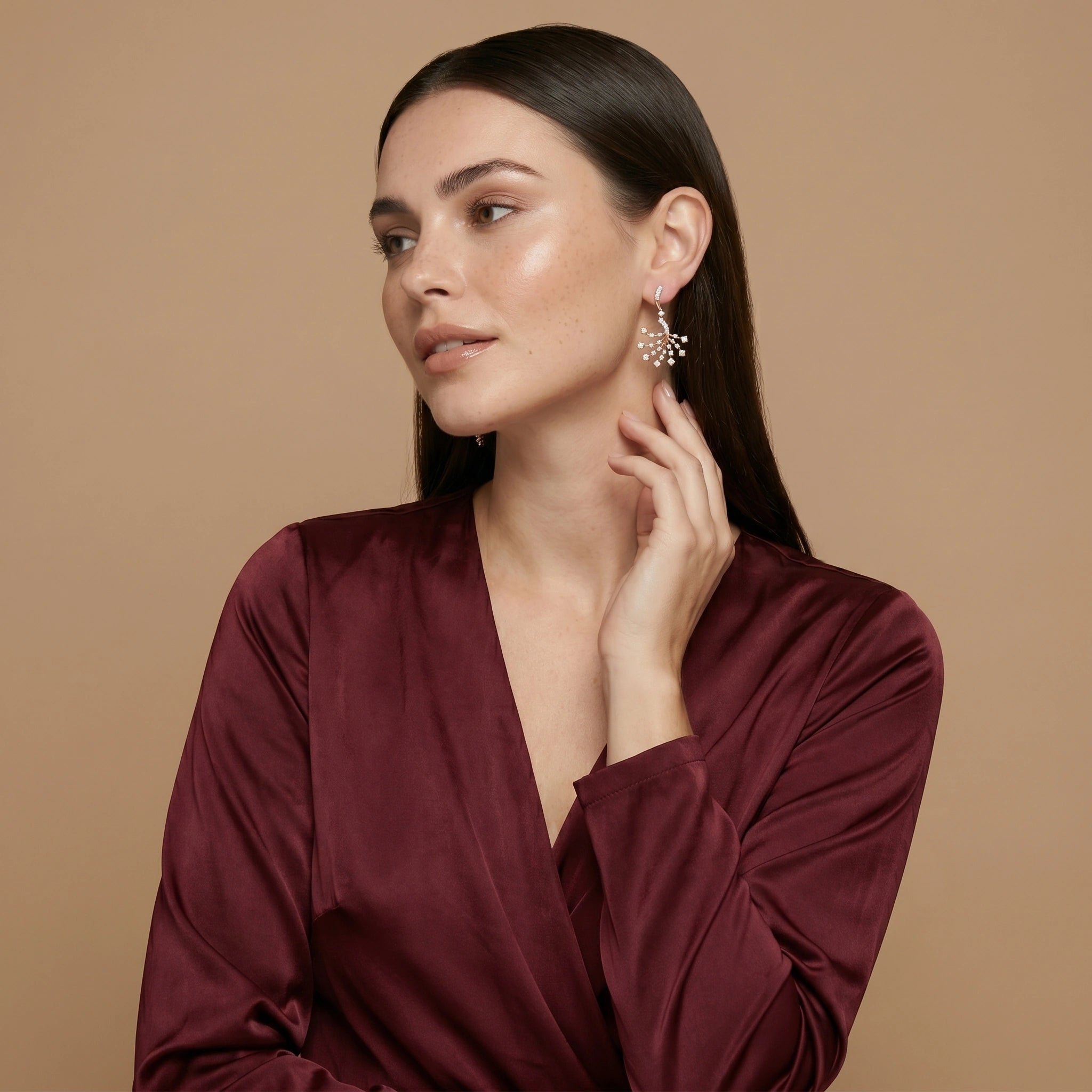 Rose Gold Fan Drop Earrings