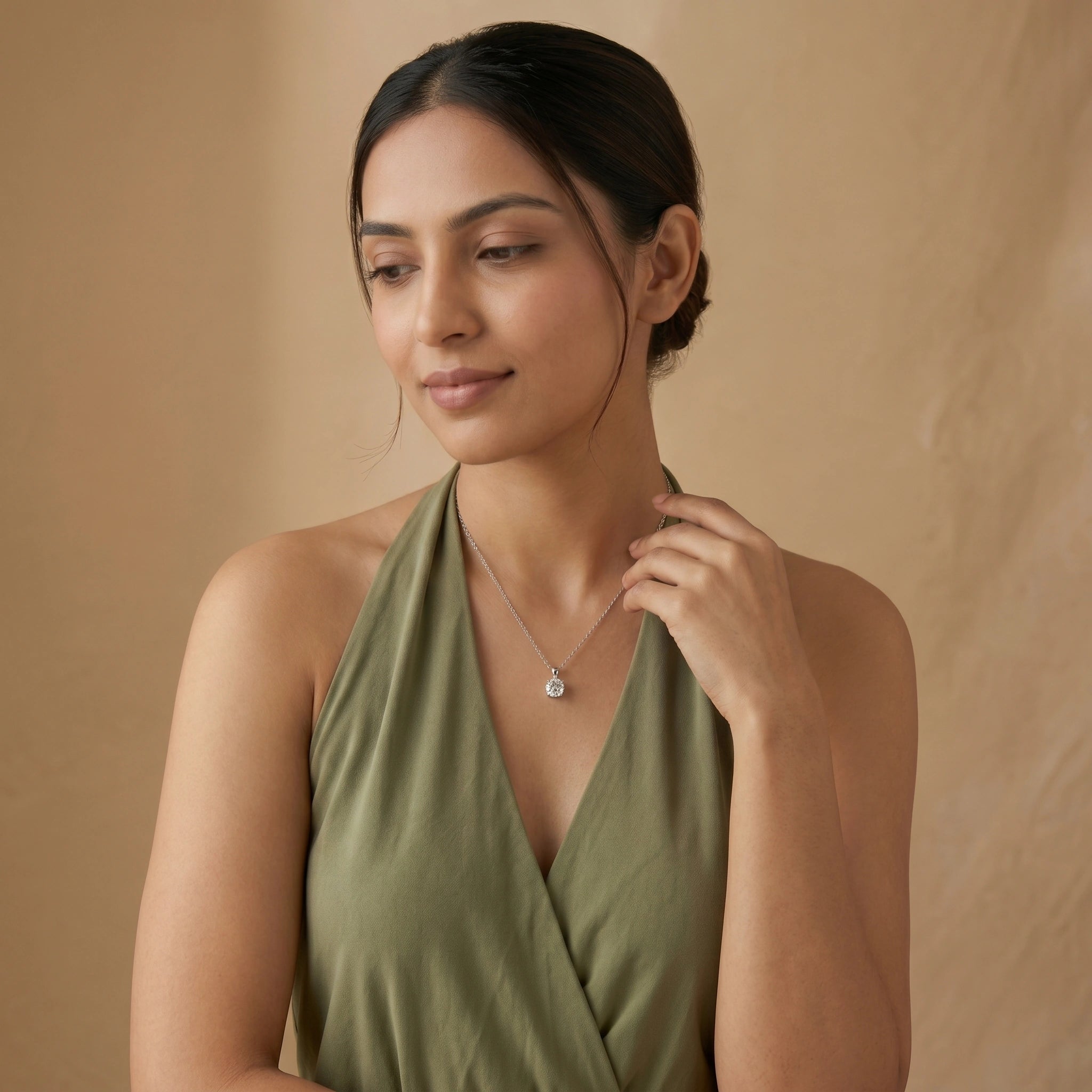 Silver Solitaire Drop Pendant