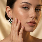 Silver Double Halo Emerald Drop Earrings