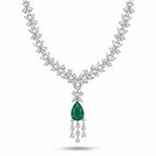 Silver Emerald Cascade Necklace