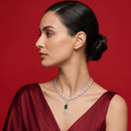 Silver Emerald Cascade Necklace