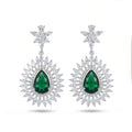 Emerald Teardrop Sunburst Earrings
