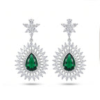 Emerald Teardrop Sunburst Earrings