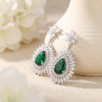 Emerald Teardrop Sunburst Earrings