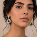 Emerald Teardrop Sunburst Earrings