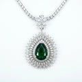 Emerald Sunburst Halo Pendant