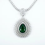 Emerald Sunburst Halo Pendant