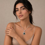 Emerald Sunburst Halo Pendant