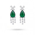 Silver Emerald Tassel Earrings