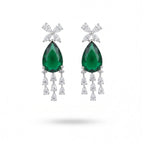 Silver Emerald Tassel Earrings