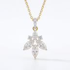 Gold Floral Marquise CZ Drop Pendant