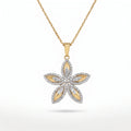 Gold Five Petal CZ Floral Pendant