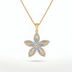 Gold Five Petal CZ Floral Pendant