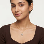 Gold Five Petal CZ Floral Pendant