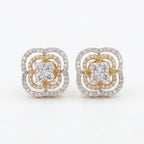 Gold Clover Halo Stud Earrings