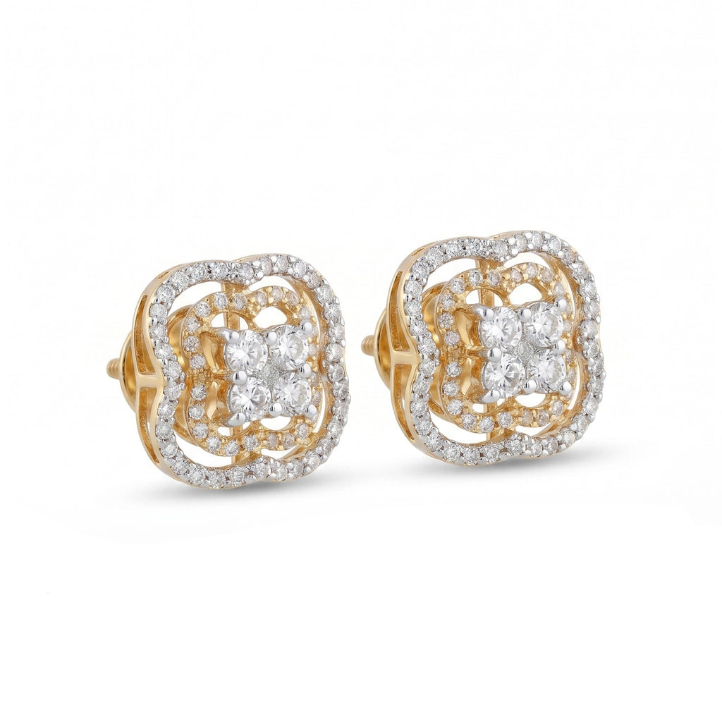 Gold Clover Halo Stud Earrings