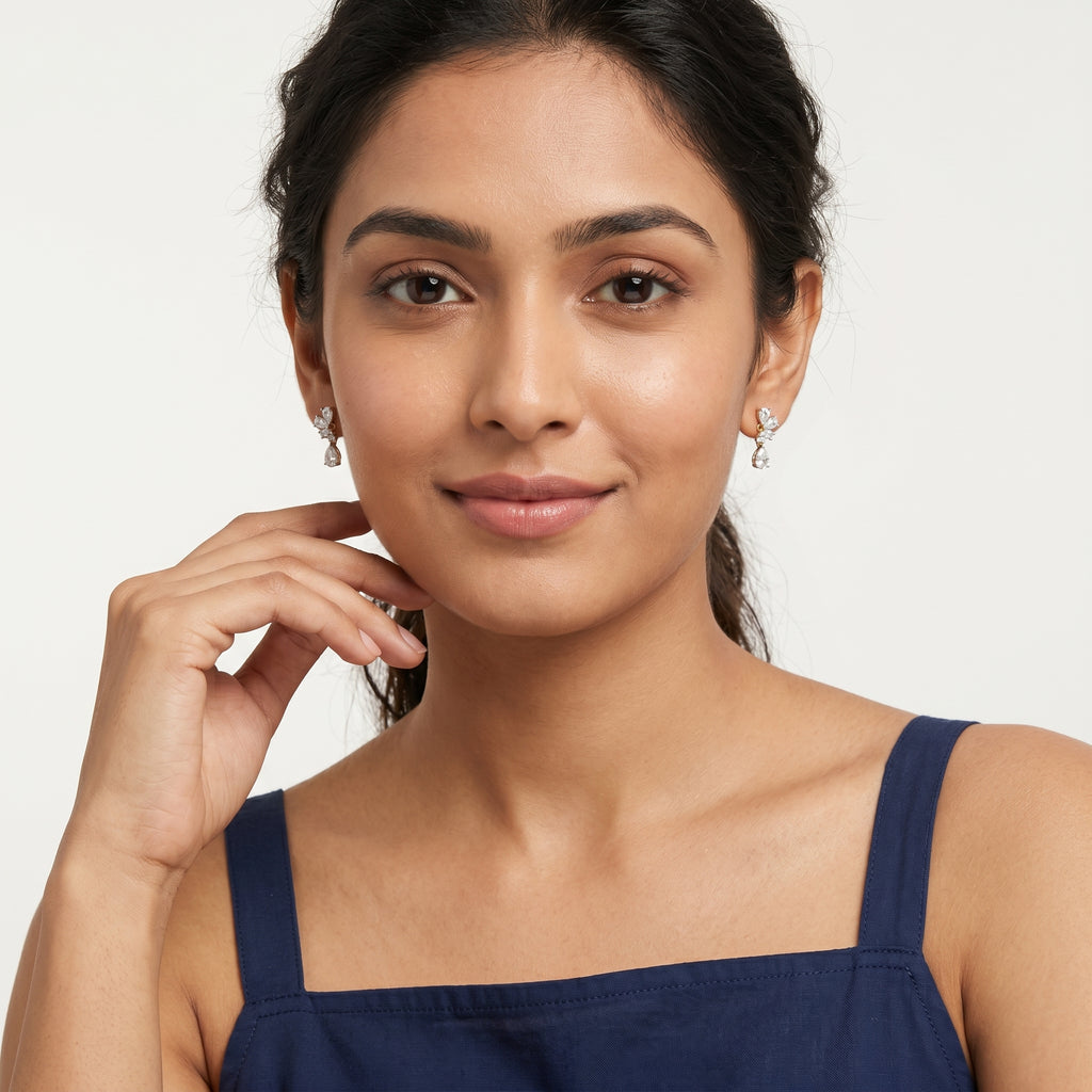 Celestial Blossom Drop Earrings 18KT Gold Plated