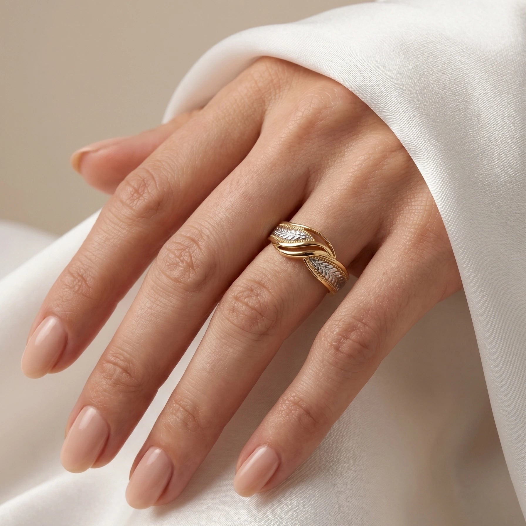 Gold Leaf Bypass Ring