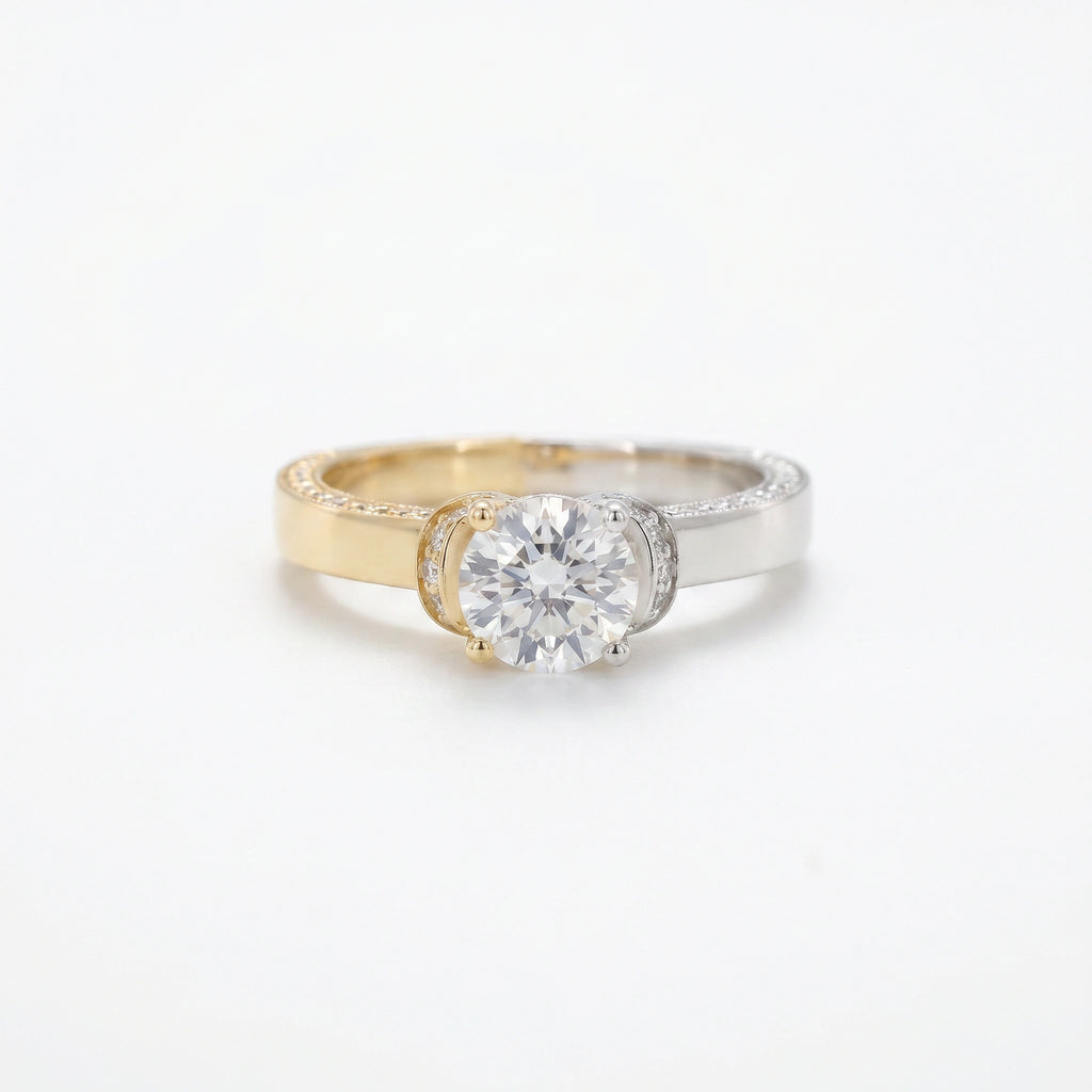 Two Tone Embrace Solitaire Ring