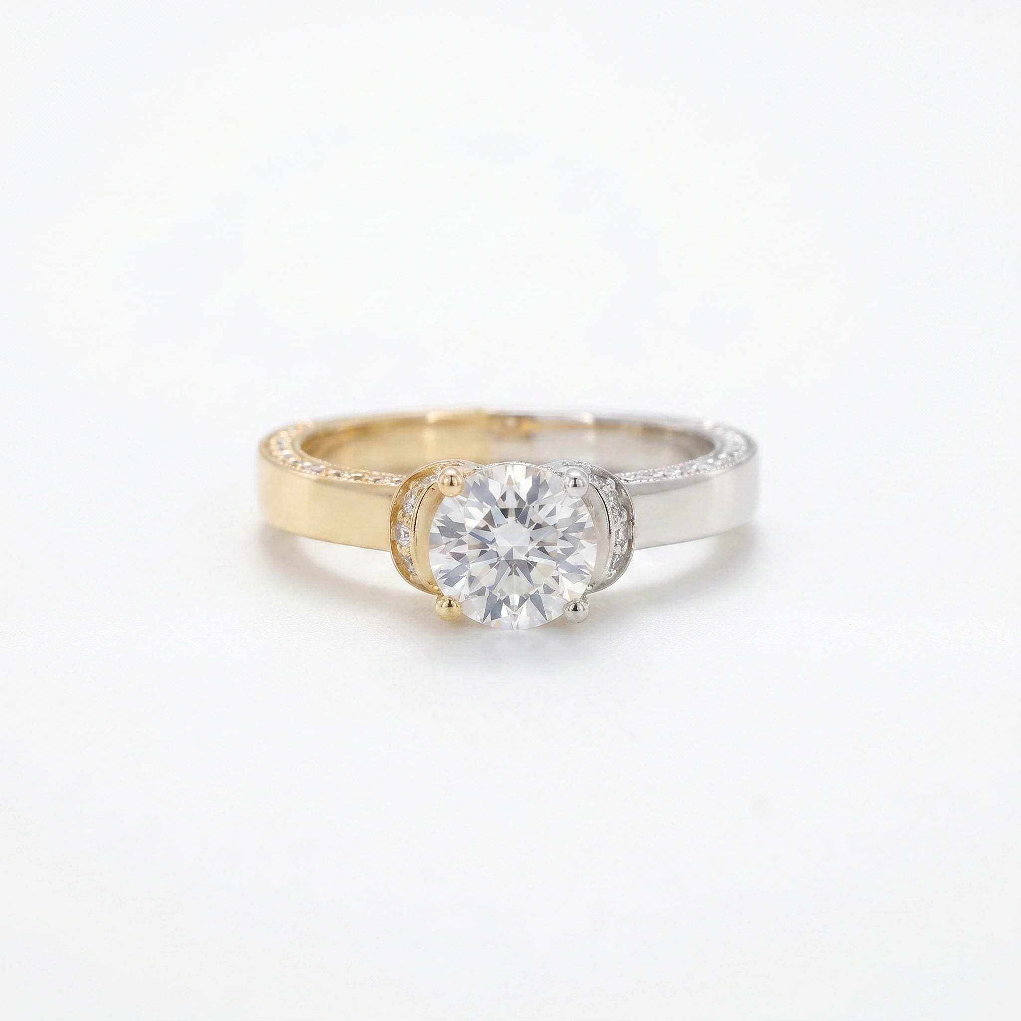 Two Tone Embrace Solitaire Ring