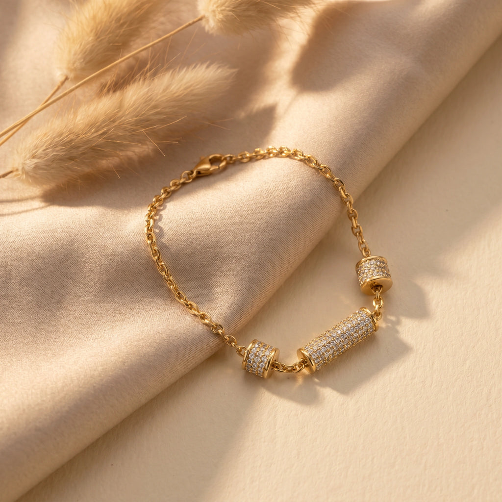 Gold Pave Barrel Bracelet