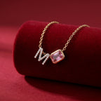 Gold Pink Initial Pendant