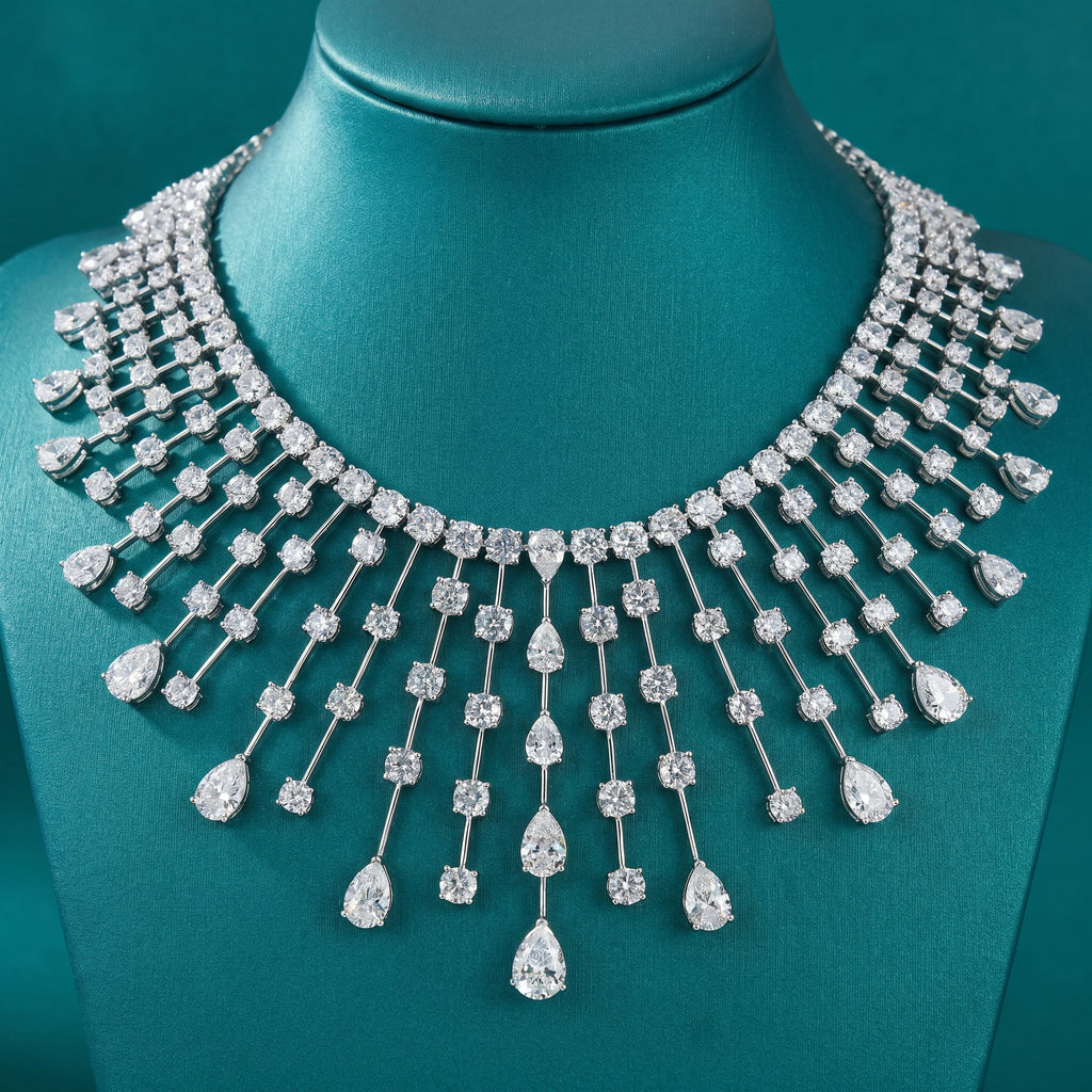 Silver Cascade Fringe Necklace
