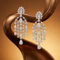 Silver Pear Cascade Chandelier Earrings