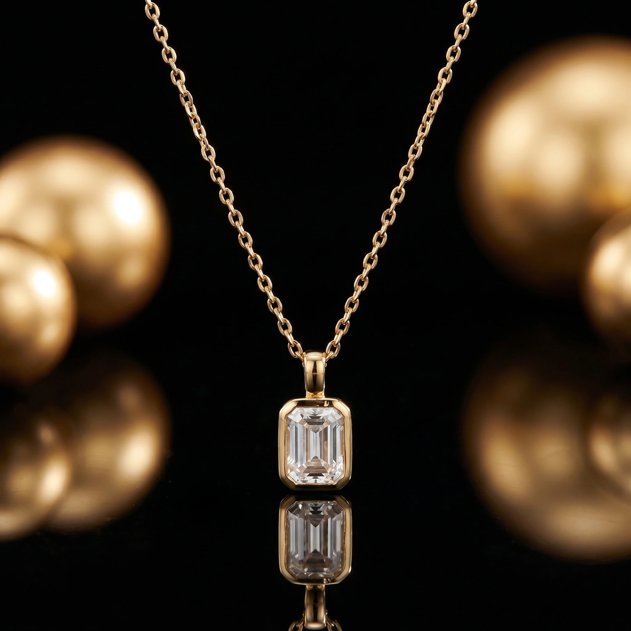 Gold Emerald Cut Pendant