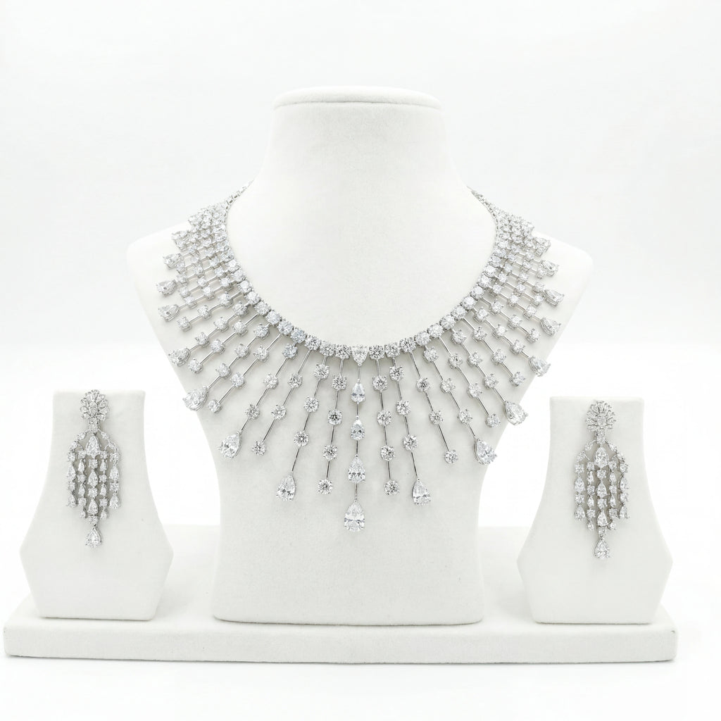 Silver Radiant Cascade Jewelry Set