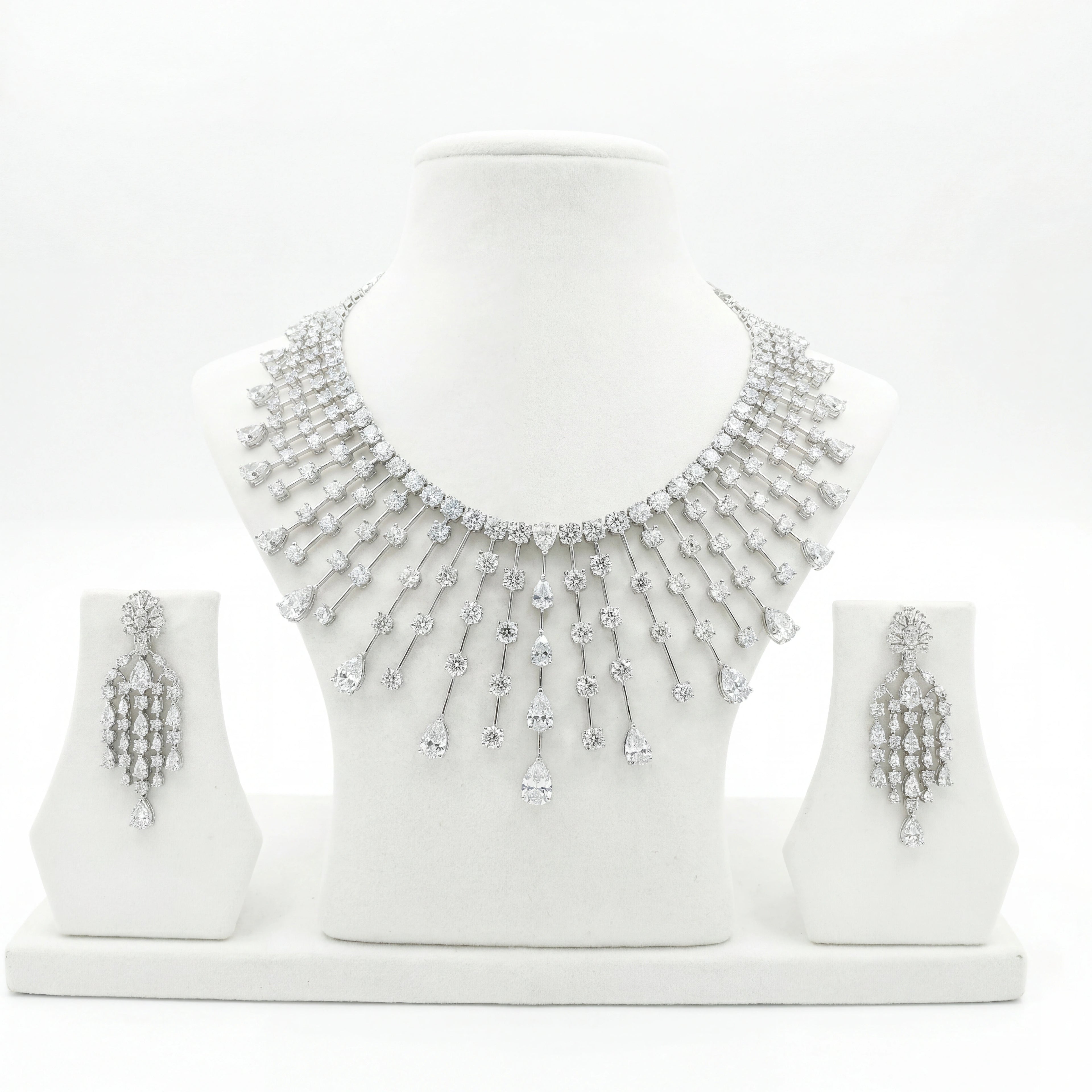 Silver Radiant Cascade Jewelry Set