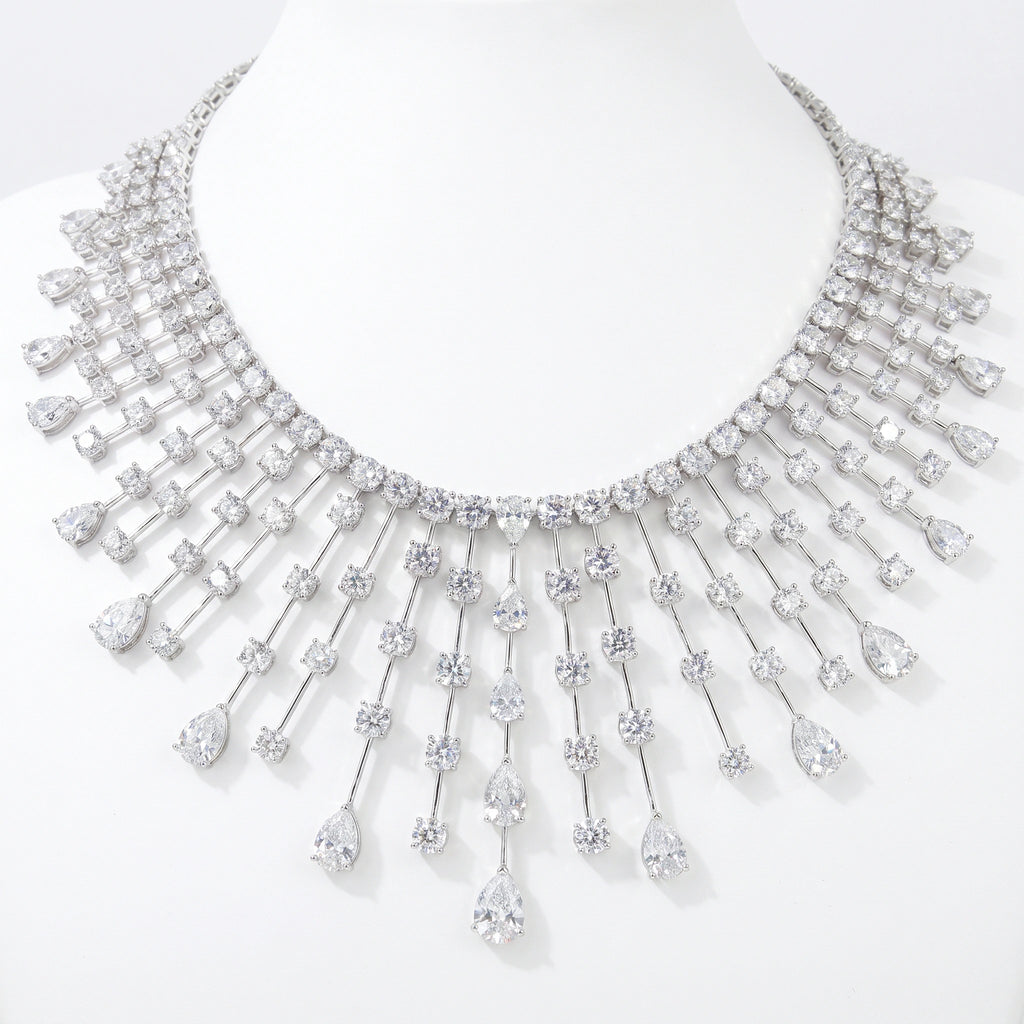 Silver Cascade Fringe Necklace
