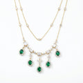 Gold Emerald Cascade Necklace Set