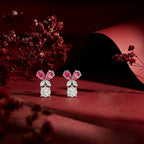 Silver Blossom Drop Stud Earrings