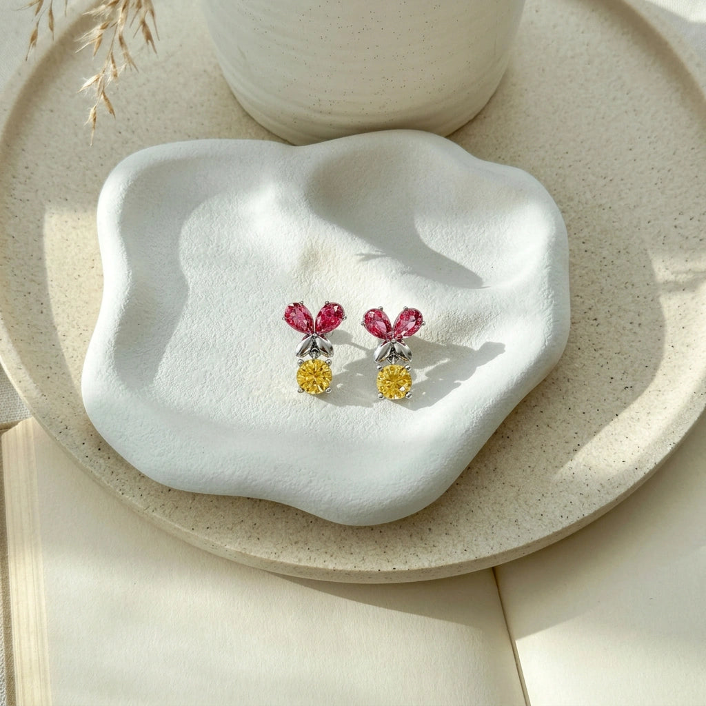 Silver Citrus Bloom Stud Earrings