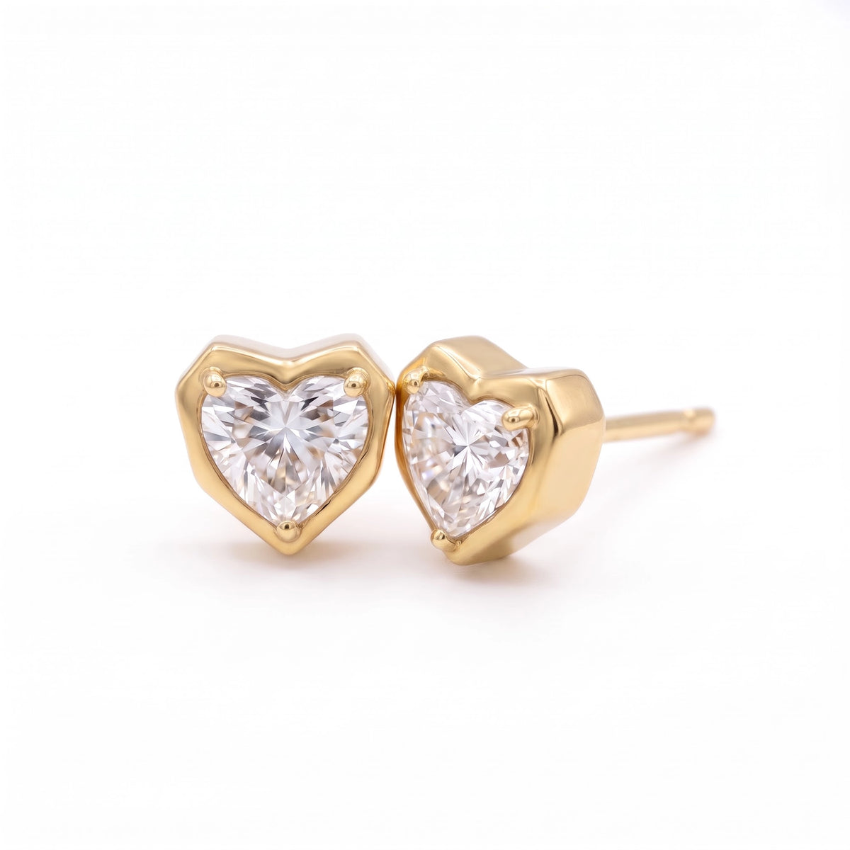 Gold Heart Frame Stud Earrings