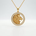 Gold Lion Medallion Power Pendant
