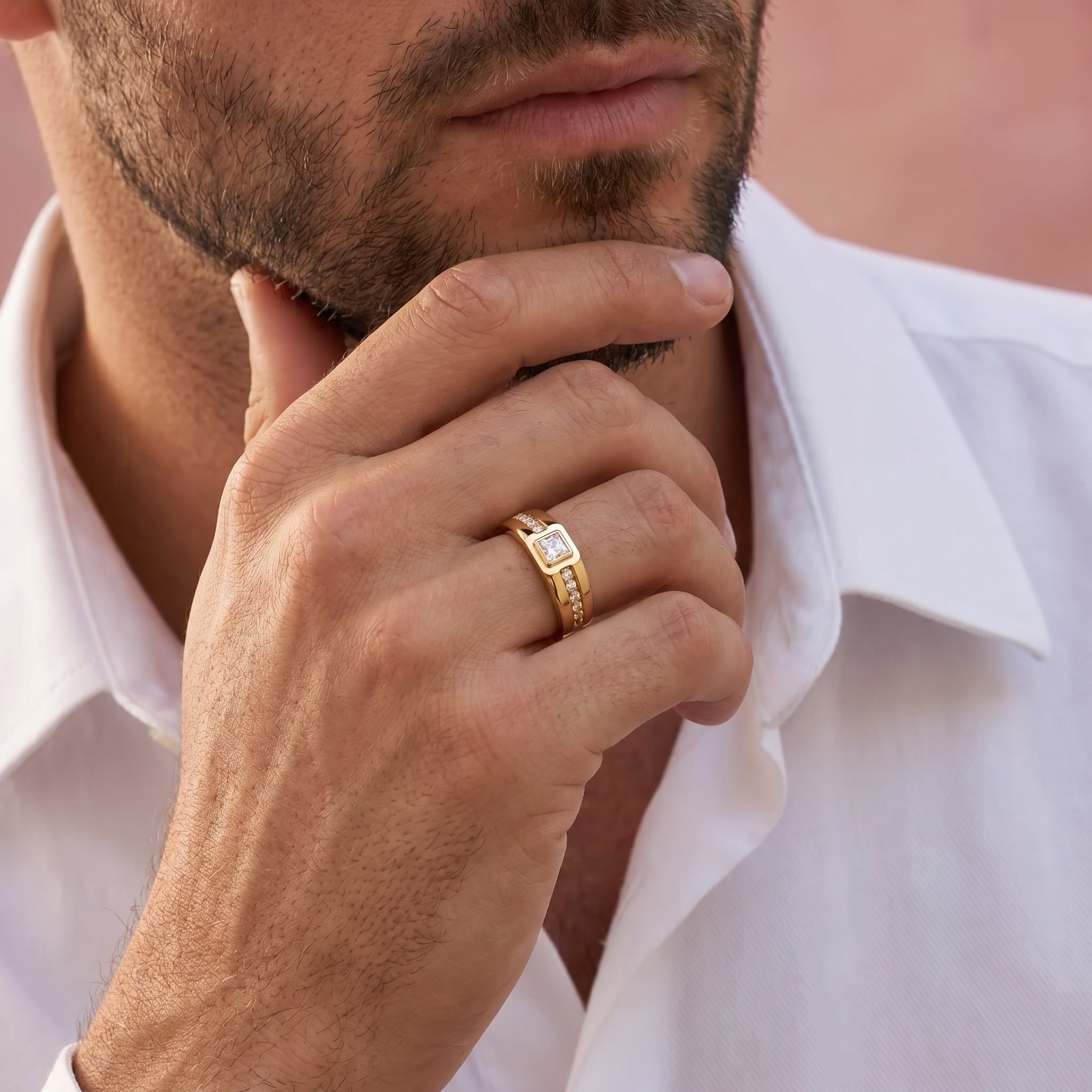 Regal Square Signet 18KT Gold Plated Ring