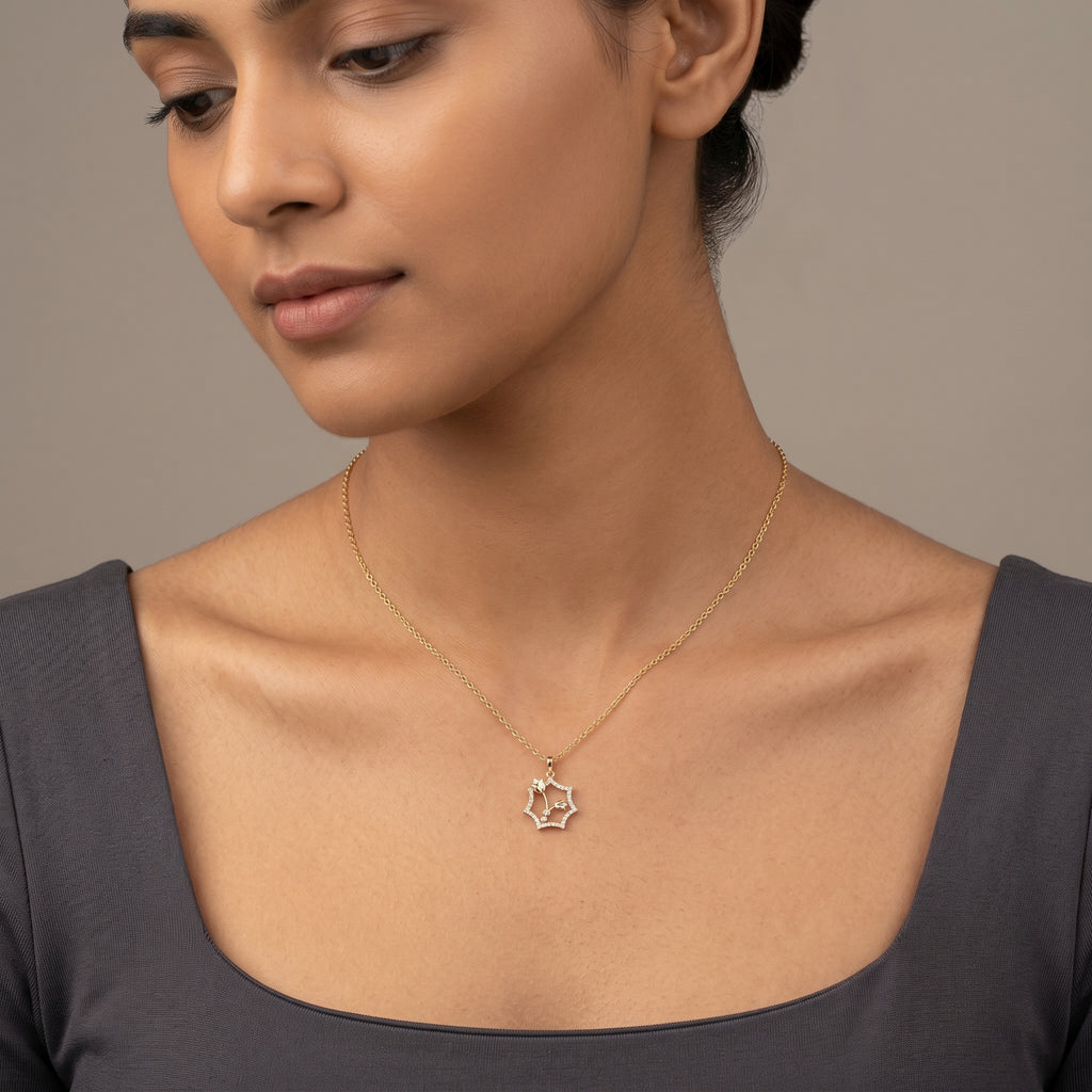Bloom Halo Floral Pendant in 18KT Gold Plated