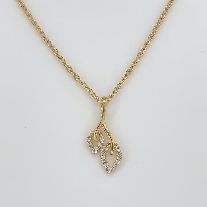 18KT Gold Twin Leaf Pendant